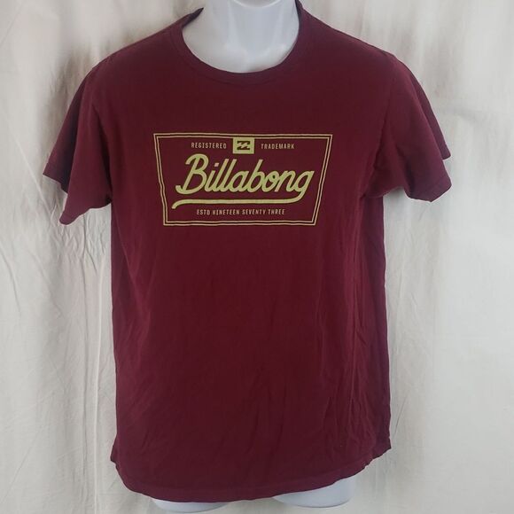 Billabong Men's Medium Burgundy Logo T-Shirt - Picture 1 of 7